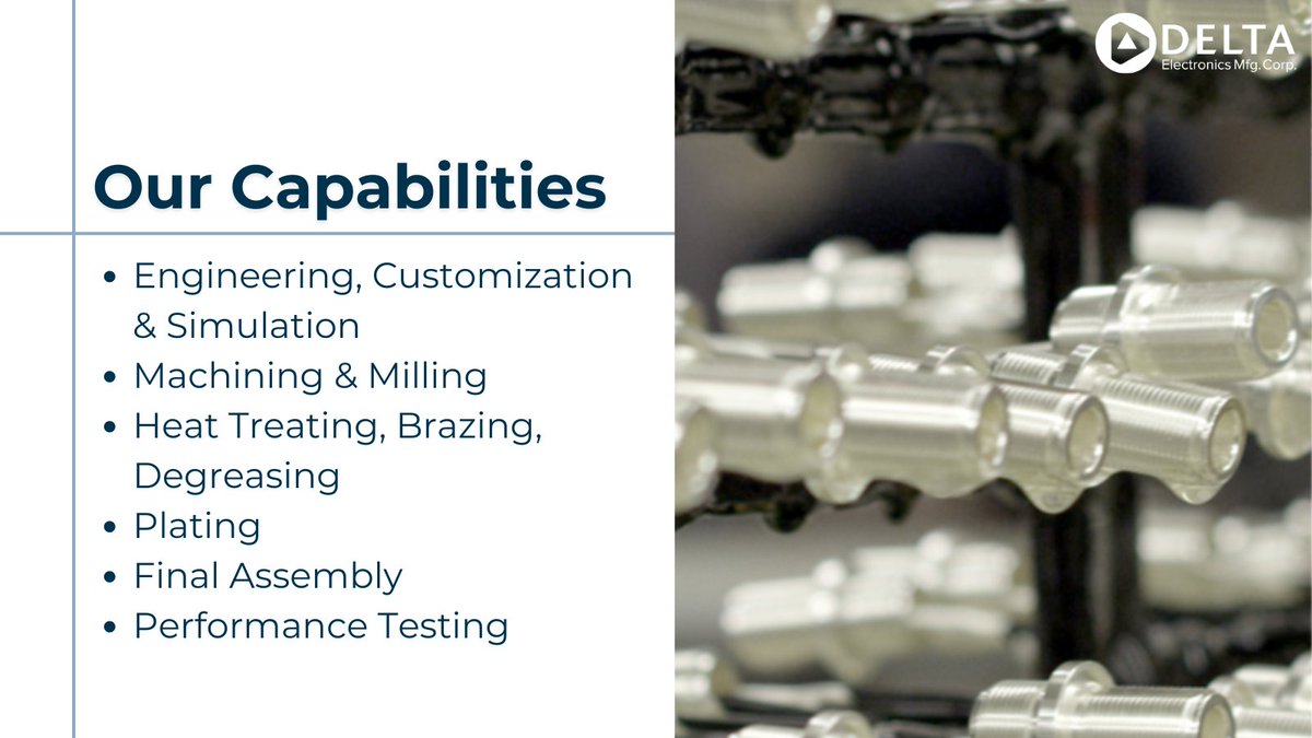 Delta_Elect_MFG's tweet photo. With our wide range of capabilities and a team of experienced engineers and technicians, Delta delivers the highest level of quality by the most efficient, cost-effective, and flexible means available.

Give us a call: 978-927-1060. https://t.co/BbcBfZ7tHk