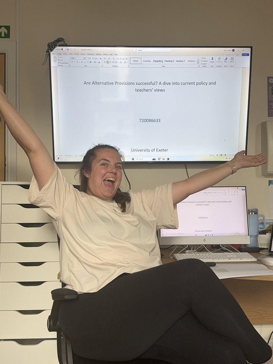 MissG_SEND's tweet photo. Masters = complete 🎉 
2 years of studying 
6 month of research 
12500 words 
All concluded on the first Sunday in August, in my half decorated classroom 😂

So bloody proud of myself 🫶🏼🤞🏼 https://t.co/3I7A77PxEF