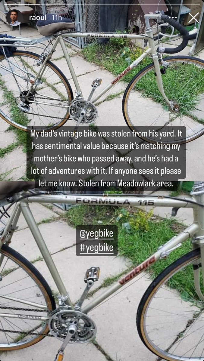 SimonOstler's tweet photo. Hey Edmonton #yeg followers, please do your thing! 

My friend @RaoulBhatt needs your retweets and help to find a priceless stolen bicycle. @bikeYEG https://t.co/1xrIYJL5p1