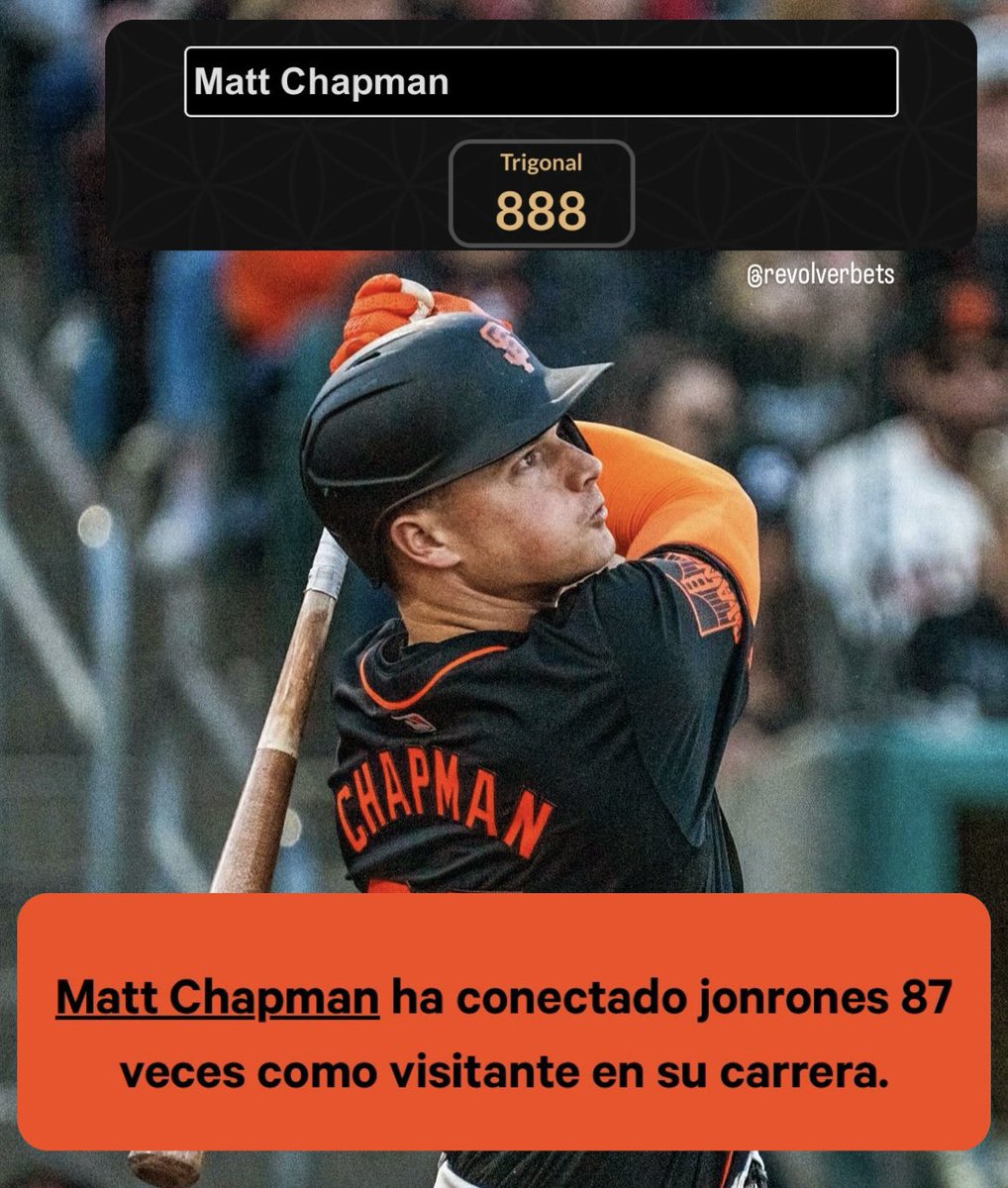RevolverBets's tweet photo. #SFGiants

Matt Chapman Home Run +210 

Día 8/8/2+0+2+4/8

Matt Chapman puede conectar su Home Run número 88 de visitante en su carrera

Matt Chapman = 888

❤️ 333 y 🔁 para desbloquear el parlay +888 https://t.co/KoLeC0zZZh