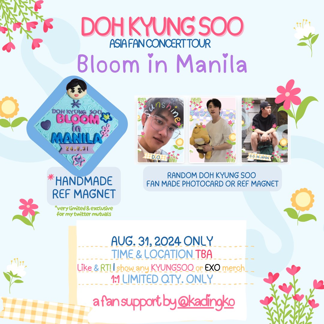 Bloom in Manila D1 | a fan support by <a href="/kadingko/">J 💐「디 카 ☕️」</a> 

🌷pls 💗like &amp; rt
🌸see pic for more info
🌼 OPEN for TRADES
💐 open to all exo-ls | team con, team labas, team mars or outer space!!!

#BLOOM_in_MANILA #FANCONCERT_BLOOM #BloomInManila #DOHKYUNGSOO #BLOOMinManilaDay1