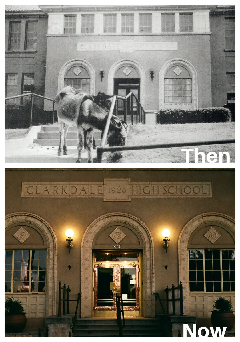 VerdeCanyonRail's tweet image. #ThenAndNow: Clarkdale's old high school, built in 1928, is now home to the Arizona Copper Art Museum which showcases the beauty of the metal that put our state on the map. #The5Cs #Copper #Arizona