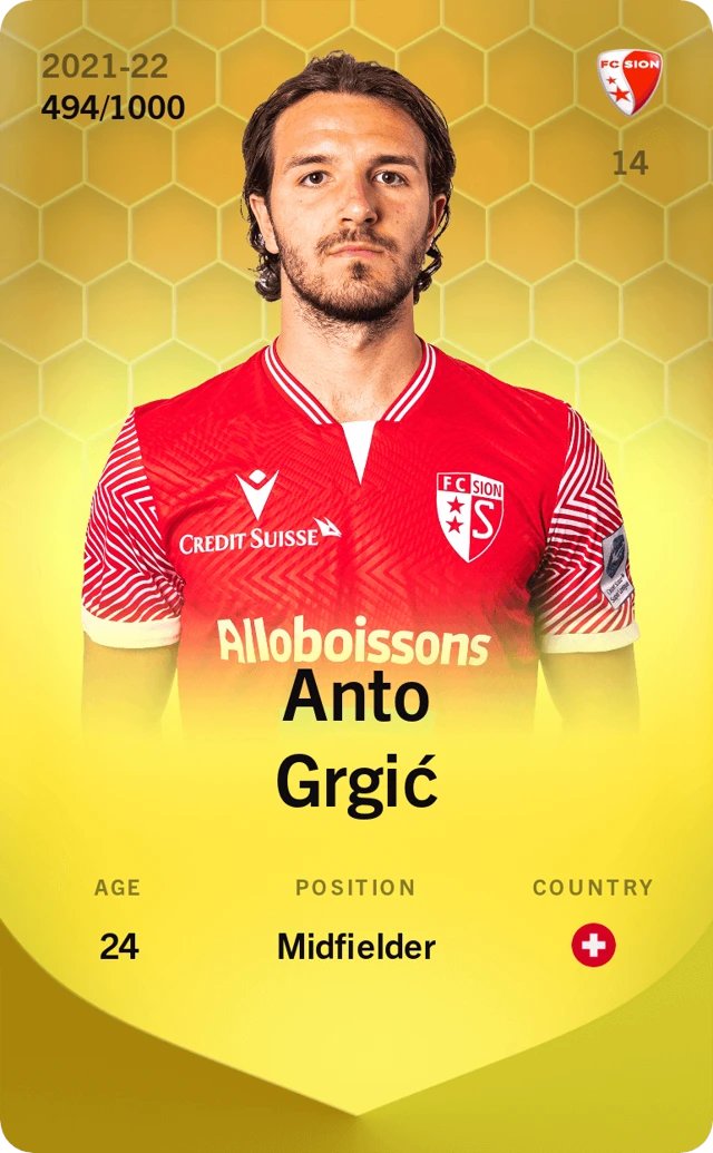 SORARE GIVEAWAY
Anto Grgić 2021 - Limited 494/1000 

To win:
1⃣ Follow <a href="/norbelfc/">norbel</a> and our partners <a href="/ESMerchLabs/">ES Merch Labs</a>
2⃣ Like this post
3⃣ Retweet this post

The winner will be drawn on August 21!

Good luck!

#sorare #giveaway #soraregiveaway