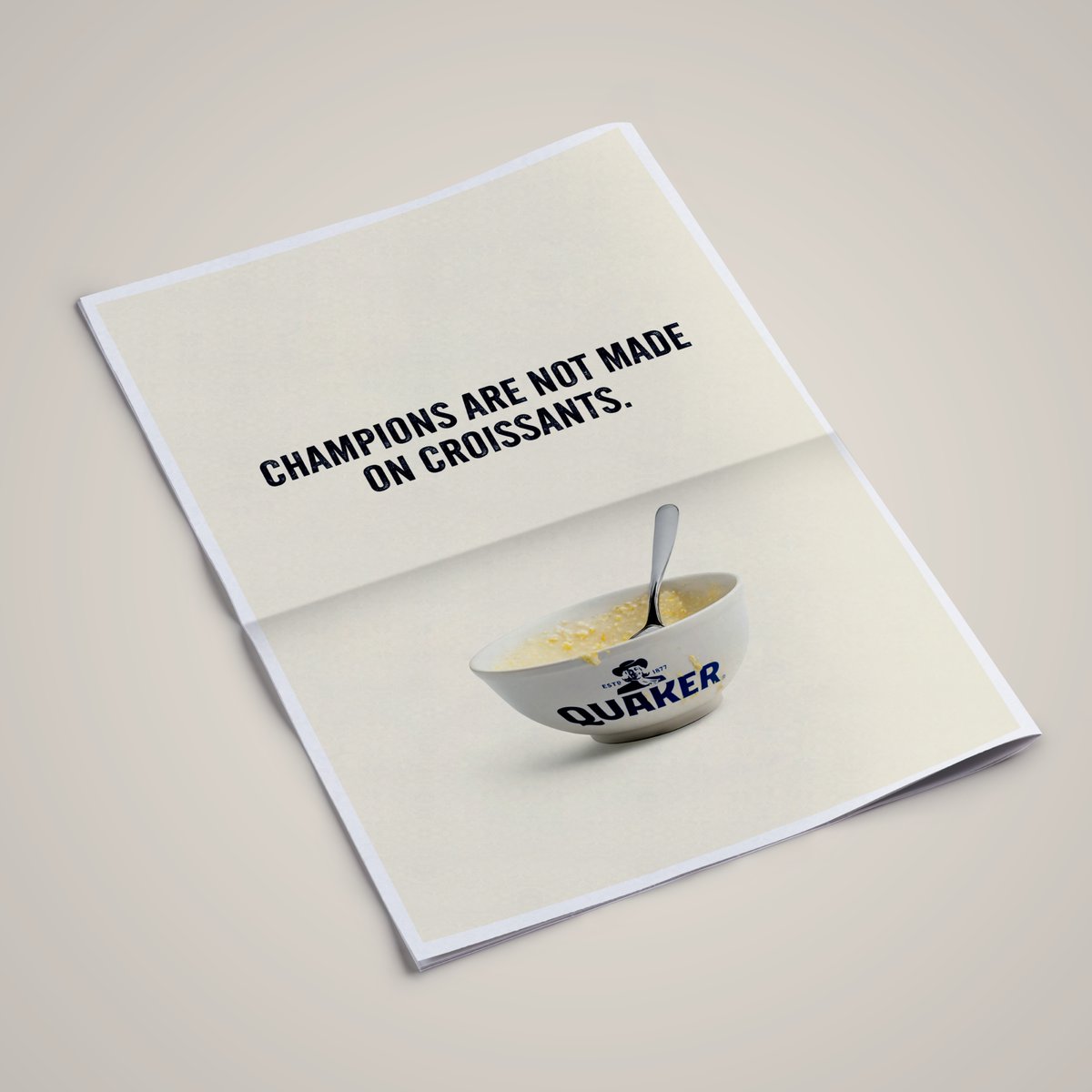 uncommon_studio's tweet photo. Champions are not made on croissants 🥐🏅
.
When we saw Team GB demanding porridge we made this with @QuakerOatsUK running across print &amp; DOOH this week 🔥 https://t.co/07j4Grygt0
