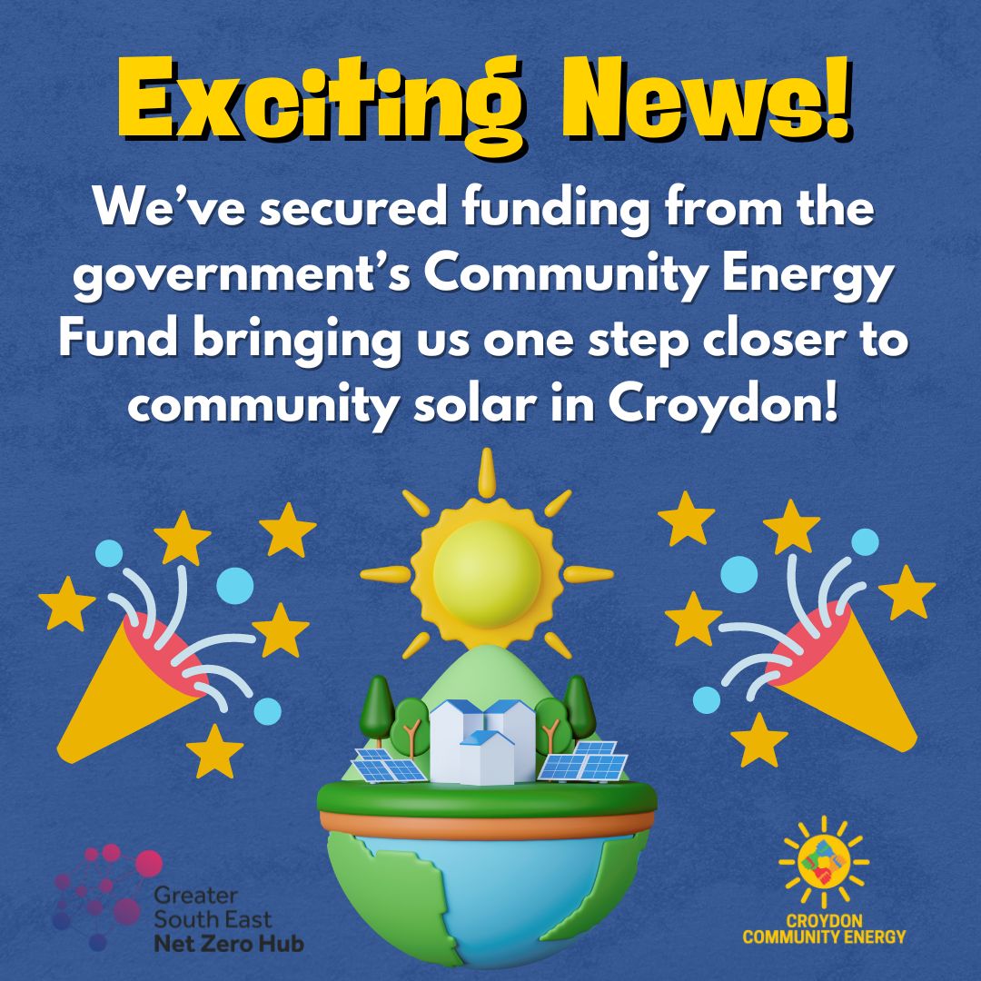 Croydon Community Energy (@croydonenergy) on Twitter photo We’re thrilled to receive funding from the <a href="/GSENetZeroHub/">Greater South East Net Zero Hub</a>! 🌿 This will help us conduct feasibility work on four community sites in #Croydon, bringing us closer to our vision of #renewableenergy projects and #communityempowerment through #energyeducation. #croydoncommunityenergy We’re thrilled to receive funding from the <a href="/GSENetZeroHub/">Greater South East Net Zero Hub</a>! 🌿 This will help us conduct feasibility work on four community sites in #Croydon, bringing us closer to our vision of #renewableenergy projects and #communityempowerment through #energyeducation. #croydoncommunityenergy