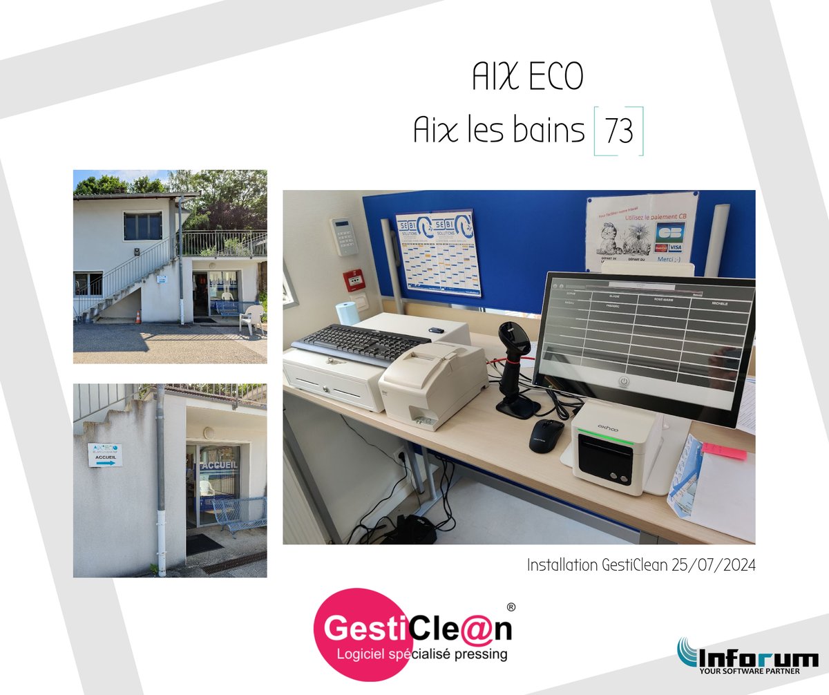 GestiClean a été installé à Aix'eco Blanchisserie situé à Aix les bains, en Savoie !

Merci à Madame Combaz pour sa confiance.

#gesticlean #pressing #logicielpressing #inforum #aixlesbains