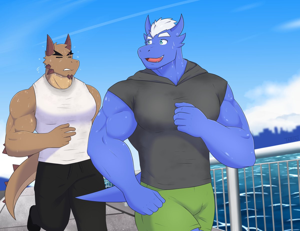 out for a late morning run 🐉🏃‍♂️

(ft. <a href="/Bluelaserbeam/">Bloo</a>'s Bloo &amp; @GreenDerg's Falkor)