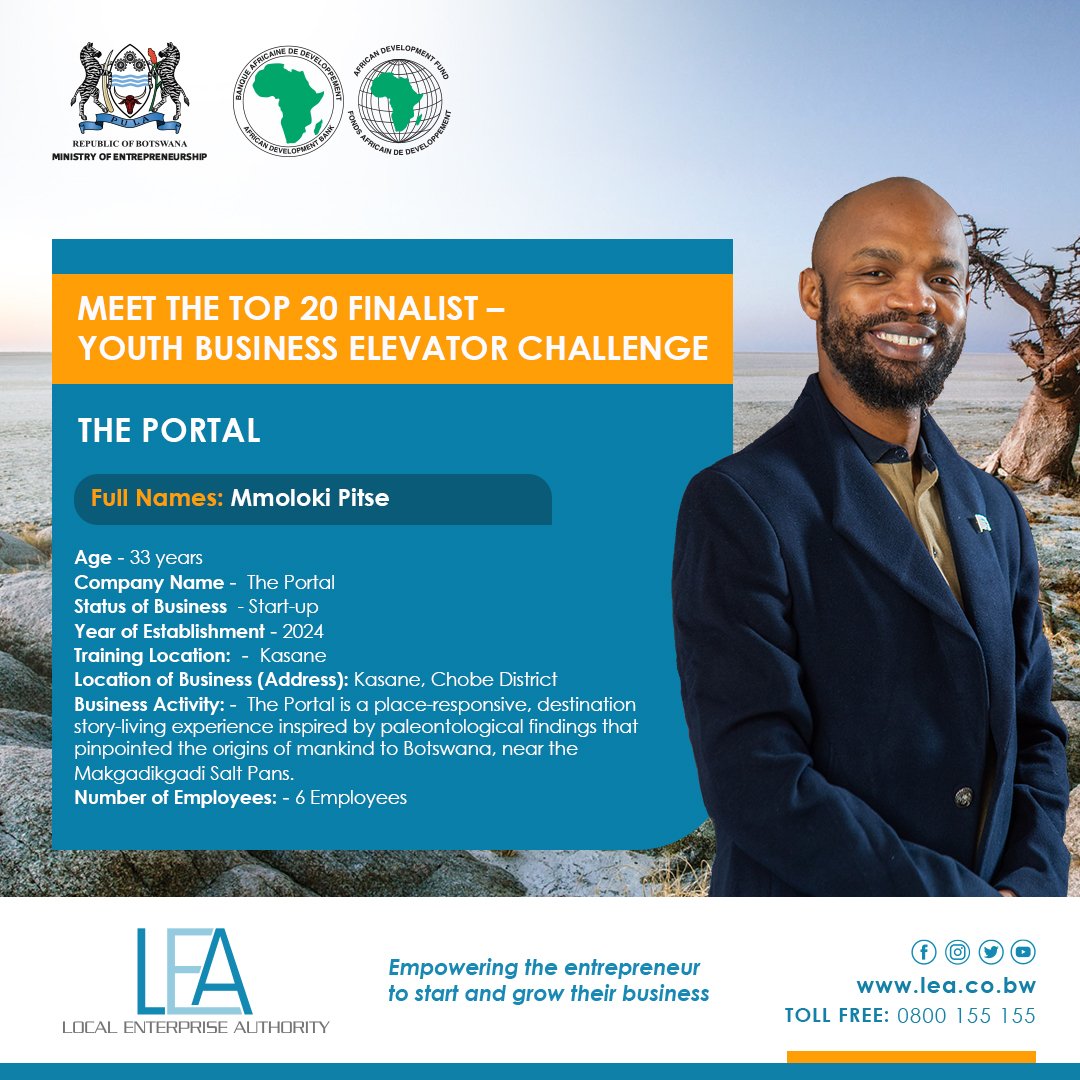 Local Enterprise Authority (@botsa_lea) on Twitter photo ✨Announcing Top 20 Finalists of the Youth Business Elevator Challenge✨
We unveil the innovative minds who made it to the final round of Youth Business Elevator Challenge.
Powered by <a href="/AfDB_Group/">African Development Bank Group</a>
#SMEdevelopment
#enterpreneurship
#botsaLEA ✨Announcing Top 20 Finalists of the Youth Business Elevator Challenge✨
We unveil the innovative minds who made it to the final round of Youth Business Elevator Challenge.
Powered by <a href="/AfDB_Group/">African Development Bank Group</a>
#SMEdevelopment
#enterpreneurship
#botsaLEA