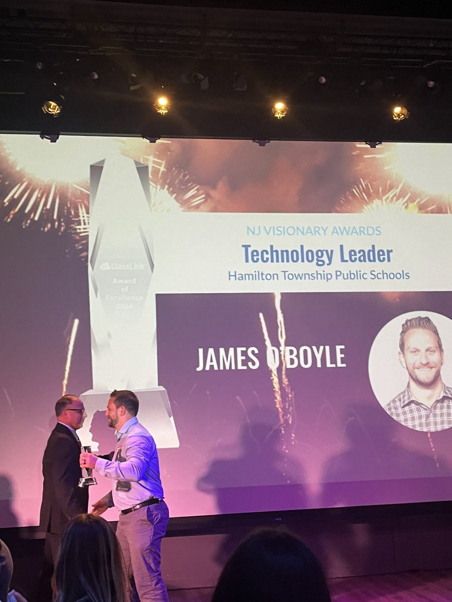 WeAreHTSD (@wearehtsd) on Twitter photo 📣 Celebrating Excellence @ HTSD
Congratulations to <a href="/oboylejf/">Jim O'Boyle</a> Tech Director <a href="/HTSD_Tech/">HTSD Technology Department</a> on receiving the NJ Visionary Award - Technology Leader 🏆
We are #HTSDproud! ⭐️
#HTSD #HTSDpride
<a href="/ScottRRocco/">Scott Rocco, Ed.D.</a> <a href="/HTSDSecondary/">Jim Altobello Ed.D.</a> <a href="/MissEduTech/">Cara Flodmand</a>
<a href="/HTSDCurriculum/">Hamilton Twp. C&I</a> <a href="/LauraGeltch/">Laura Geltch</a> <a href="/hamilton_tap/">HamiltonRobbinsvilleTAP</a> 📣 Celebrating Excellence @ HTSD
Congratulations to <a href="/oboylejf/">Jim O'Boyle</a> Tech Director <a href="/HTSD_Tech/">HTSD Technology Department</a> on receiving the NJ Visionary Award - Technology Leader 🏆
We are #HTSDproud! ⭐️
#HTSD #HTSDpride
<a href="/ScottRRocco/">Scott Rocco, Ed.D.</a> <a href="/HTSDSecondary/">Jim Altobello Ed.D.</a> <a href="/MissEduTech/">Cara Flodmand</a>
<a href="/HTSDCurriculum/">Hamilton Twp. C&I</a> <a href="/LauraGeltch/">Laura Geltch</a> <a href="/hamilton_tap/">HamiltonRobbinsvilleTAP</a>