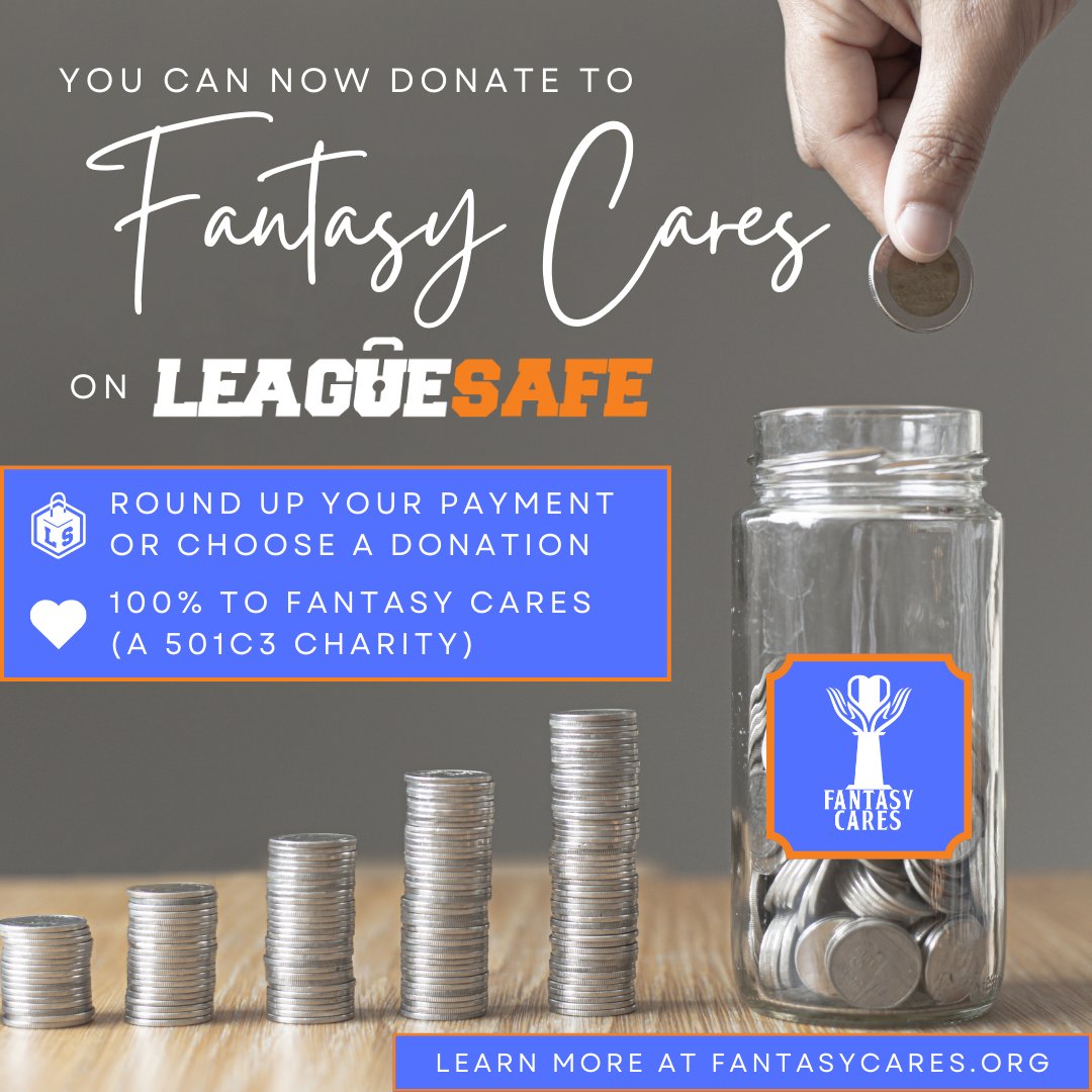 We're up over $5,000 in donations to Fantasy Cares, and well on our way to our goal of $10,000.

You can help by rounding up your LeagueSafe league payment this draft season.

bit.ly/46CtnPL