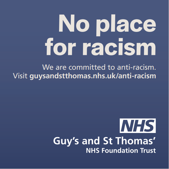 At Guy's and St Thomas' there is no place for racism.   

Find out more about how we are committed to being an anti-racism organisation which actively tackles racism in all its forms.  

➡️guysandstthomas.nhs.uk/about-us/equal…
