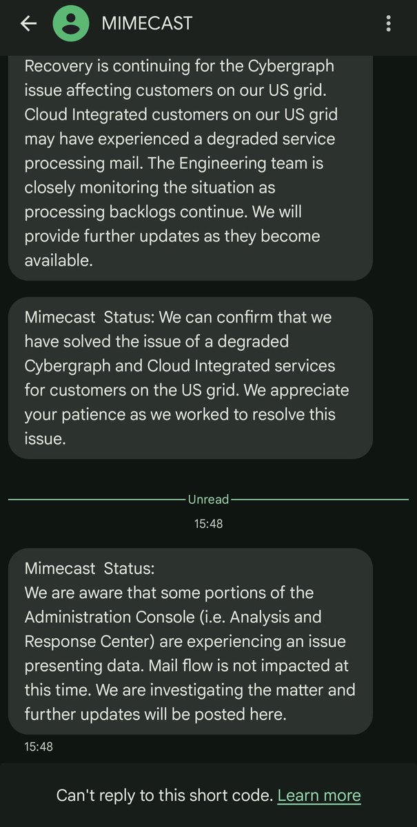 lummox75's tweet photo. @Mimecast How do I go about unsubscribing from these text alerts? https://t.co/kBa4OMLwHM