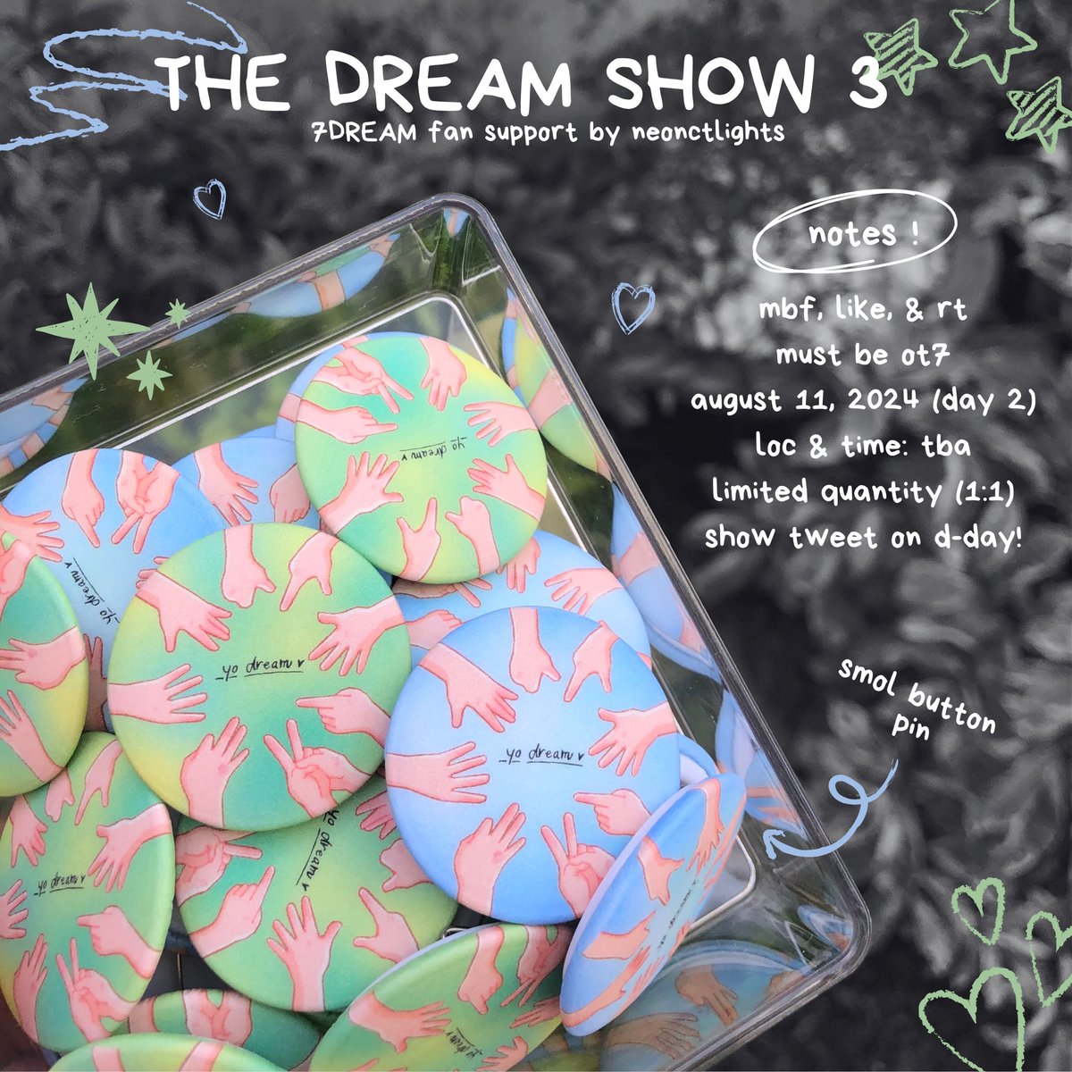 ✩₊˚.⋆☾⋆⁺₊ the dream show 3 in manila

#7DREAM fan support by neonctlights

ִ ࣪𖤐 mbf, like, &amp; rt
ִ ࣪𖤐 august 11, 2024 (day 2)
ִ ࣪𖤐 see other details below

see you, everyone ! ♡ ̆̈

#NCTDREAM_THEDREAMSHOW3_in_MNL 
#THEDREAMSHOW3_in_MANILA