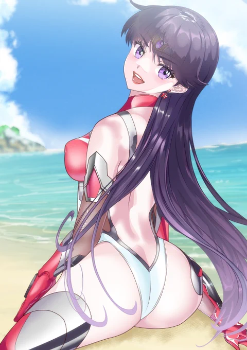 おはようございます(#^.^#)レイちゃんと海#セーラー対魔忍マーズ 