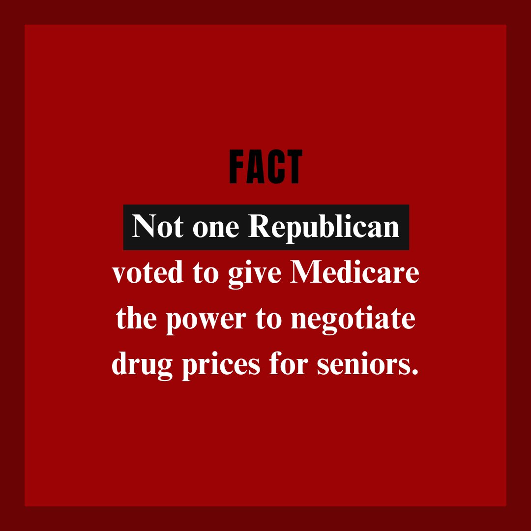 tmelissen1219's tweet image. #ProudBlue #DemsUnited #DemCast 

Not a single republican voted to give Medicare the power to negotiate drug prices for seniors. 

Remember this in November.

#VoteBlue