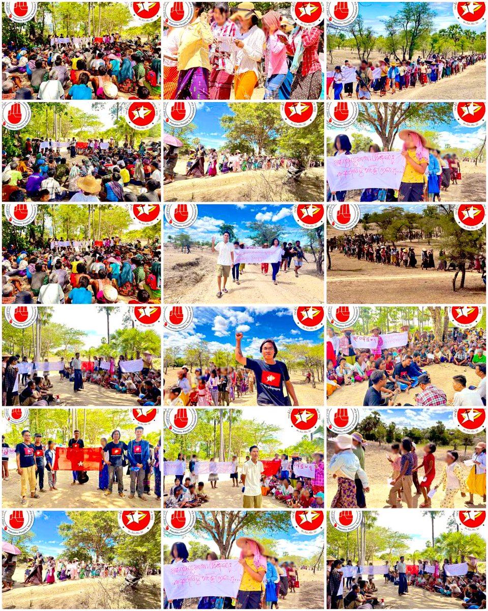 Lilia_Kim212's tweet image. Pakokku Public Revolutionary Committee #PPRC &amp;amp; All Burma Youth Poet Union #ABYPU led and organized with People of #Pakokku Twp &amp;amp; protested with lectures on the day of 36th Anniversary of 8888 Uprising, August 8.
#WhatsHappeninglnMyanmar 
#2024Aug8Coup 
#8888UprisingIn2024