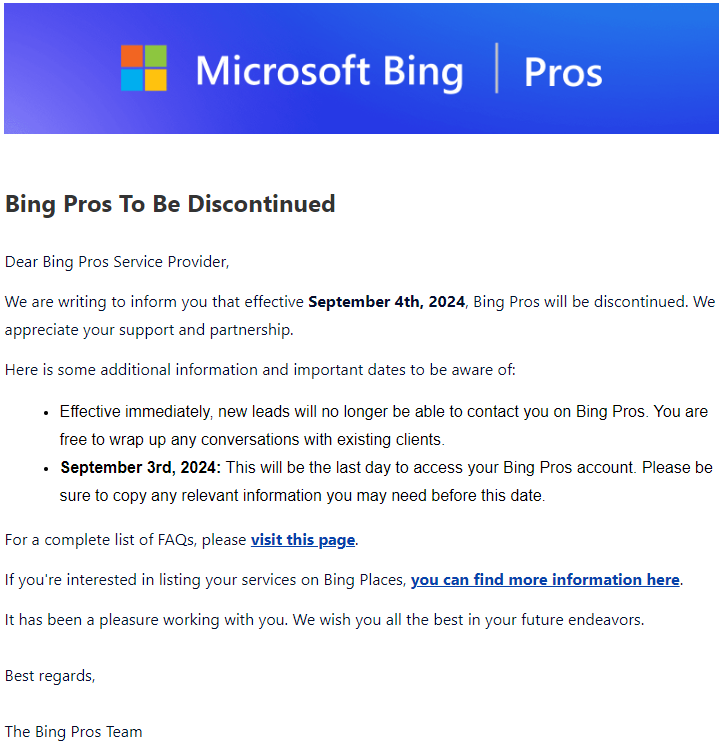 JtreeSEO's tweet photo. ☮️💨 Bing Pros, it was an interesting attempt that didn't last long. ☠️ https://t.co/CsPsPkECPm