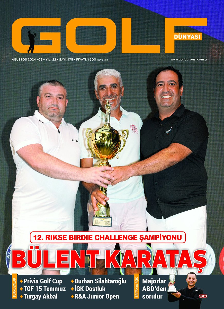 golfdunyasi's tweet photo. 175. sayı yayında... Türk sporunun en uzun soluklu yayınlarından #golfdunyası'nın Ağustos sayısı çıktı. Son sayının kapağında 12. Rikse Birdie Challenge şampiyonu Bülent Karataş var. Türk ve dünya golfünün tüm renkleri #golfdunyasi175'te.. #Golf #golfmag #golfdergisi #spordunyasi https://t.co/uFoLICw45n