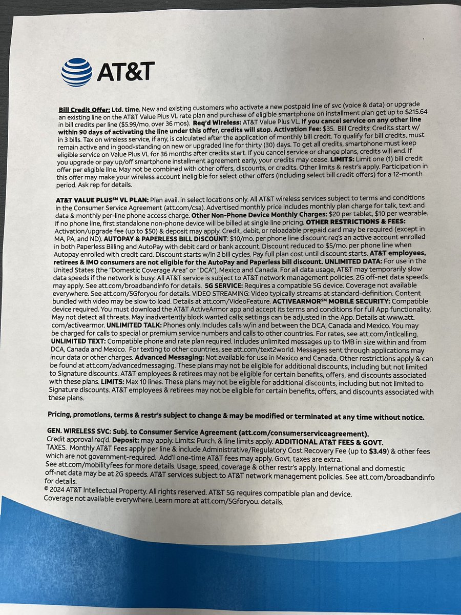 Shawn_Clemens's tweet photo. 4 Lines for $100/mo. 😳 $25/line!!! That’s HUGE opportunity knocking!!
#NYNJ #LifeAtATT @klane0917 https://t.co/L0ZQvN3E6a