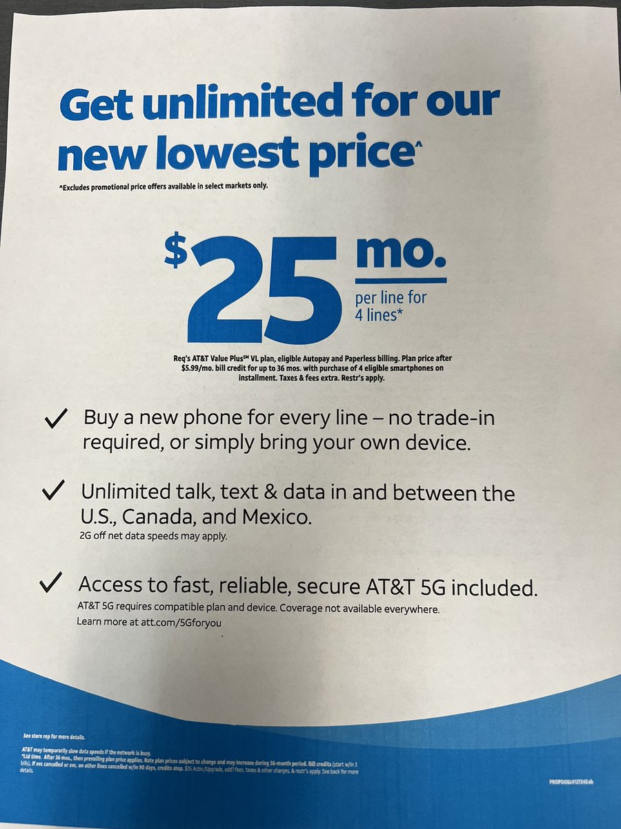 Shawn_Clemens's tweet photo. 4 Lines for $100/mo. 😳 $25/line!!! That’s HUGE opportunity knocking!!
#NYNJ #LifeAtATT @klane0917 https://t.co/L0ZQvN3E6a