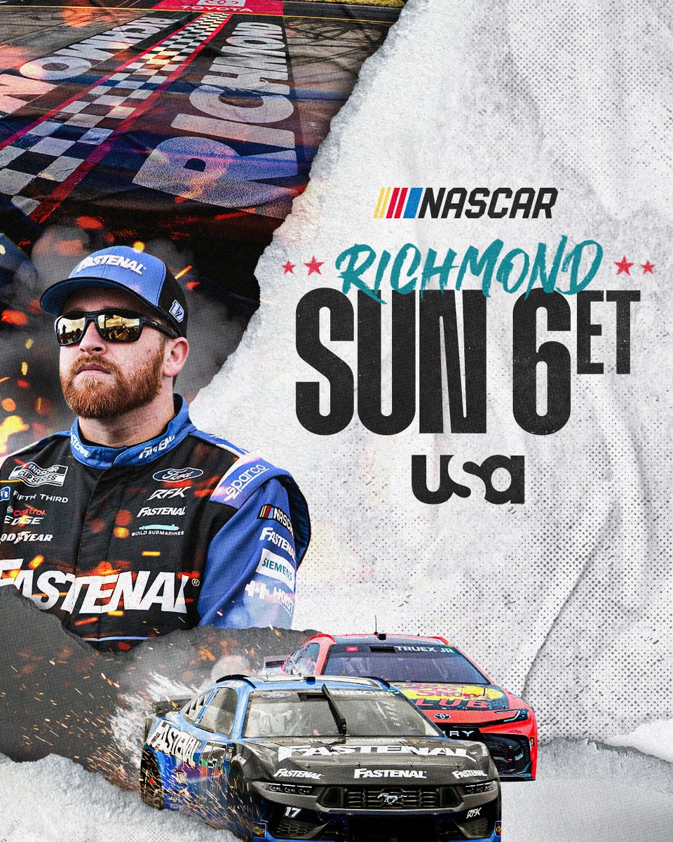 NASCARonUSA's tweet photo. REPOST if you'll be watching the NASCAR Cup Series at Richmond Raceway!

YES, WE ARE BACK. Sunday night on USA Network. https://t.co/apDFC0OqhP