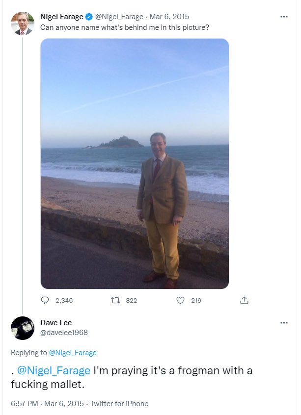 Nick_Pettigrew's tweet photo. Now sadly-deleted, here is one of the best tweets of all time. 

Every word perfectly chosen. ‘Praying’ is better than ‘hoping’, ‘frogman’ hits much better than ‘scuba diver’. Gold standard tweeting. https://t.co/pWmyStU5HT