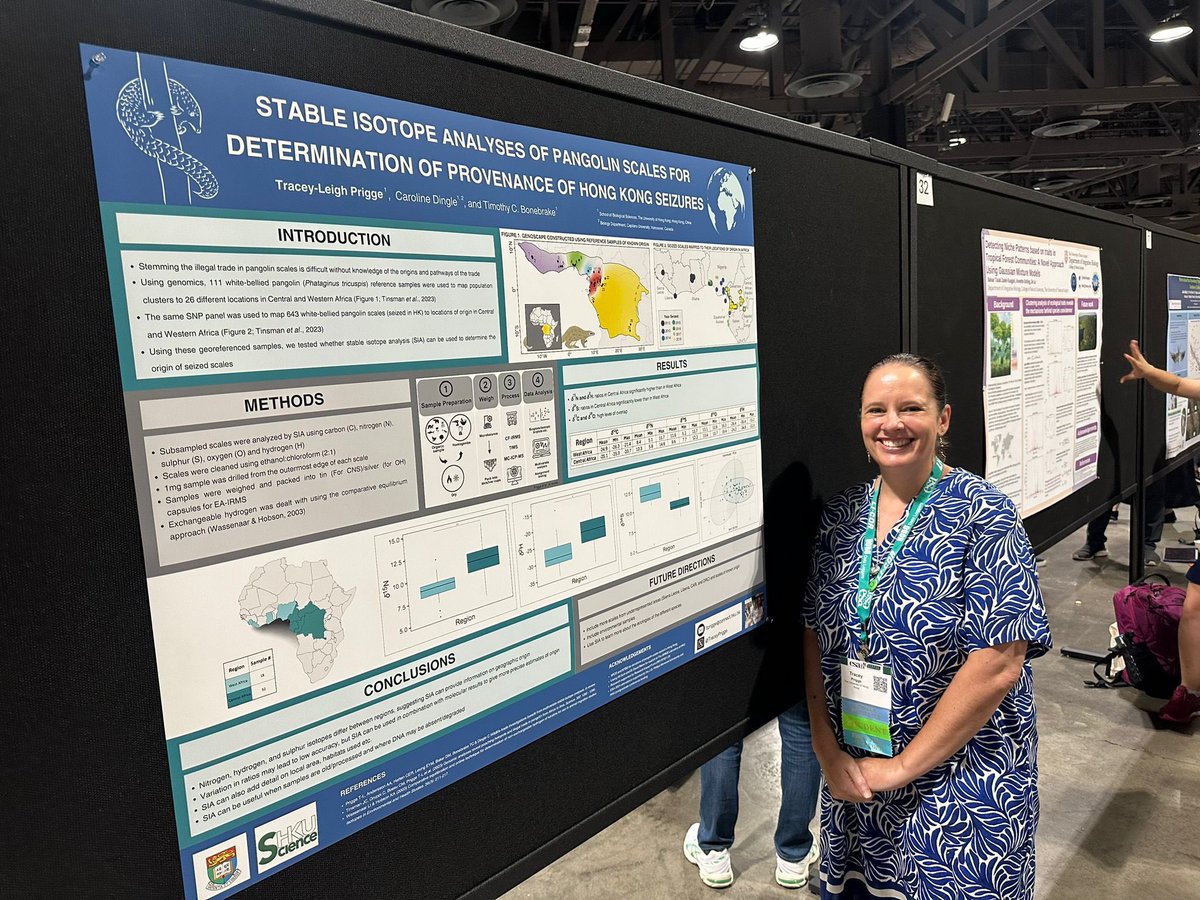 Big thanks to everyone that visited my poster yesterday; had so many great conversations about stable isotopes, genomics, pangolins and wildlife trade! Feel free to get in touch if you’d like to know more! #ESA2024