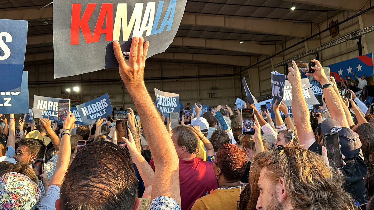 I don’t post very much on the bird site these days, but wanted to share a few of my favorite photos from yesterday’s Harris/Walz campaign rally at Detroit Metro Airport!