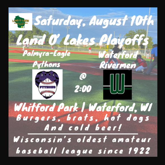Rivermen2019's tweet photo. The Bracket is out and the Slugs will host the Palmyra-Eagle Pythons on Saturday @ 2pm! We will also be hosting the Merton Amvets and Brookfield Bulldogs @ 11am. Stop on down and support the Slugs during the playoff push! #coldandwewantem #SlugLife #ShandySZN #FlipFlip https://t.co/sNwbrlLbZS