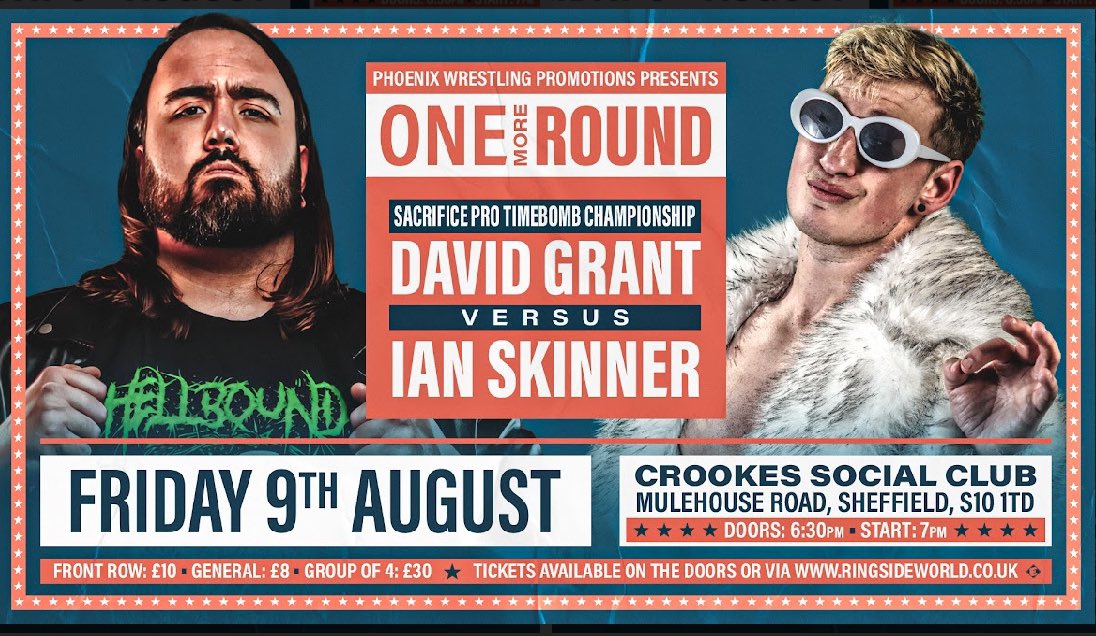 TOMORROW - TICKETS REDUCED TO £5

David Grant vs <a href="/IanSkinnerPW/">Ian Skinner (w/ rizz)</a> 

Tickets ———-&gt; …oenix-events-yorkshire.sumupstore.com