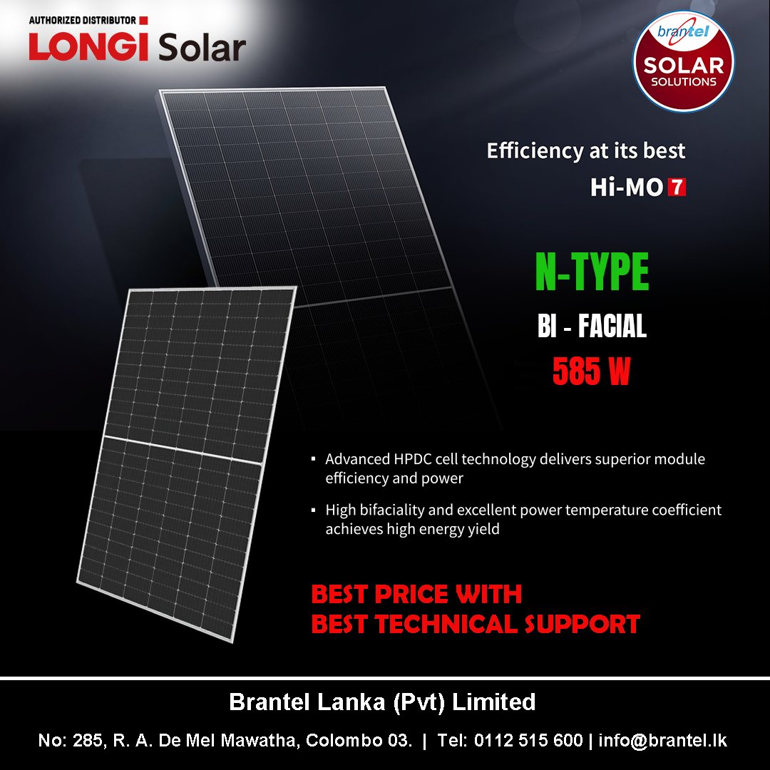 BrantelLanka's tweet photo. Longi Solar Panles from Brantel Solar Solutions
#solar #longisolar #longisolarpanels #longisrilanka #solarpanels #panels https://t.co/aIknUMlWLr