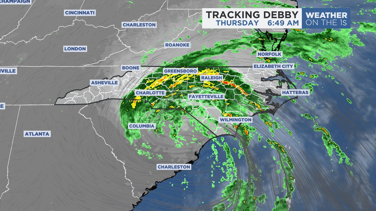 Tropical Storm Debby continues to bring heavy rain to much of NC. A Flash Flood Warning is in effect for the triad and many other areas in the state. You do not want to be on the roads today. More rain is expected.