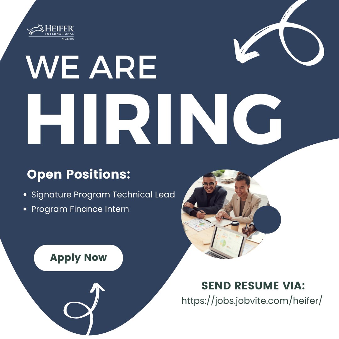 Interested in an opportunity to foster impactful change for smallholder farmers in Nigeria?

 Here is an opportunity to join our team and drive transformation in Nigeria's agricultural economy.

#heifernigeria #jobvacancynigeria #naijaunlock