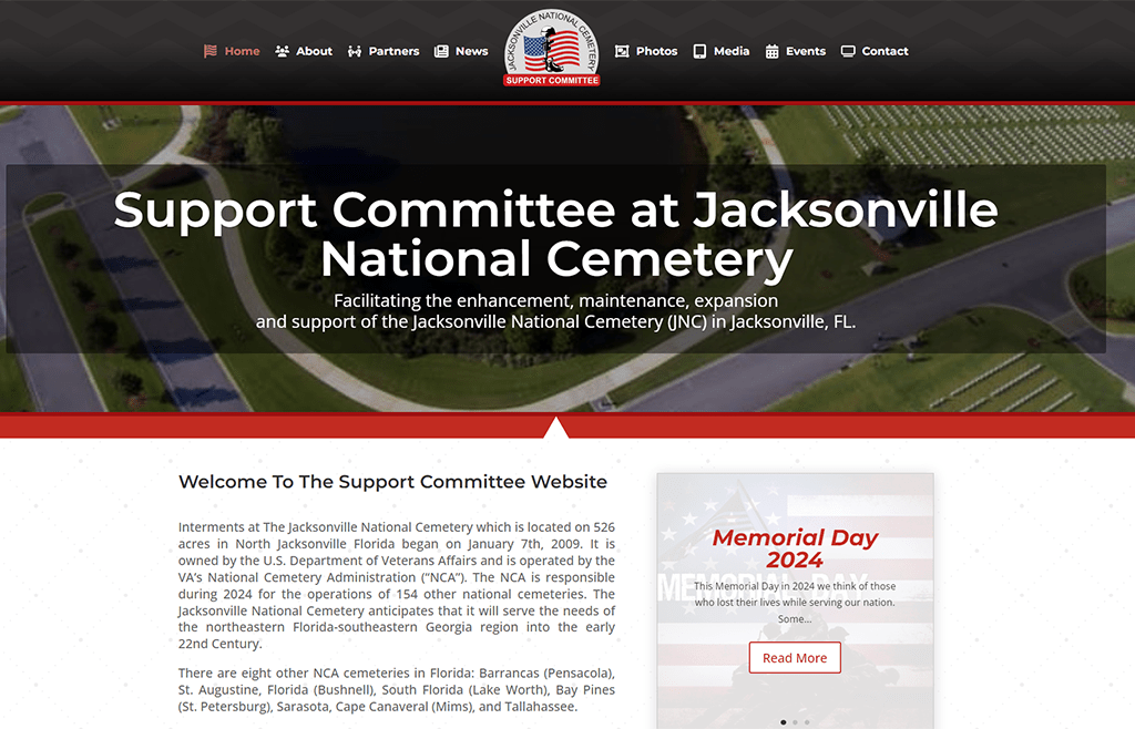 GeerServices's tweet photo. Geer Services recently completed a ground up website for the Support Committee at the Jacksonville National Cemetery in Jacksonville, Florida.  https://t.co/anEYjSezdD https://t.co/lW3jL8u8C6