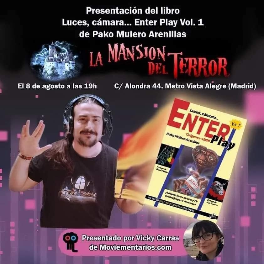 Antes de irnos de vacaciones, recordad que nos queda una gran cita esta tarde.

Pako Mulero presentará su libro Luces, cámara... Enter Play Vol. 1, editado por <a href="/appleheadteam/">Editorial Applehead Team</a> 

Será a las 19h. en la tienda (Calle Alondra 44, local 4).

¡ No os lo perdáis!

#lamansiondelterror_lmt