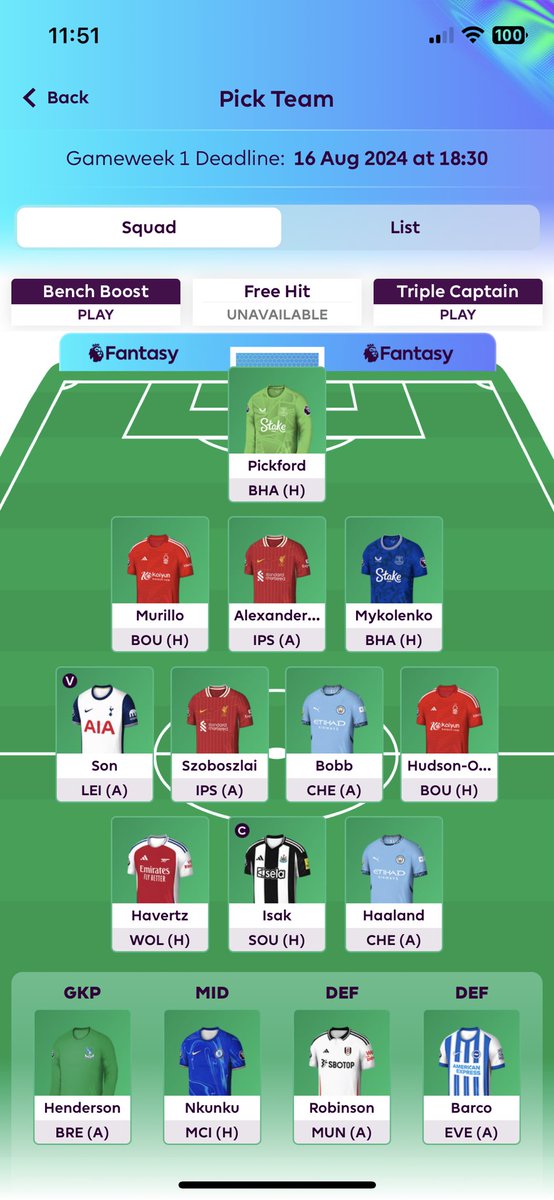 FPLFernandes's tweet photo. @FPL__Raptor Aiming to hold until a GW12 wc. Aim to tackle first 3 weeks then planning on bringing in Saka, Palmer, Foden, Gvardiol at various fixture runs. Unsure about Szo, Havertz for Solanke. Even Bob but included based on pre season form https://t.co/ejLaDhOBSw