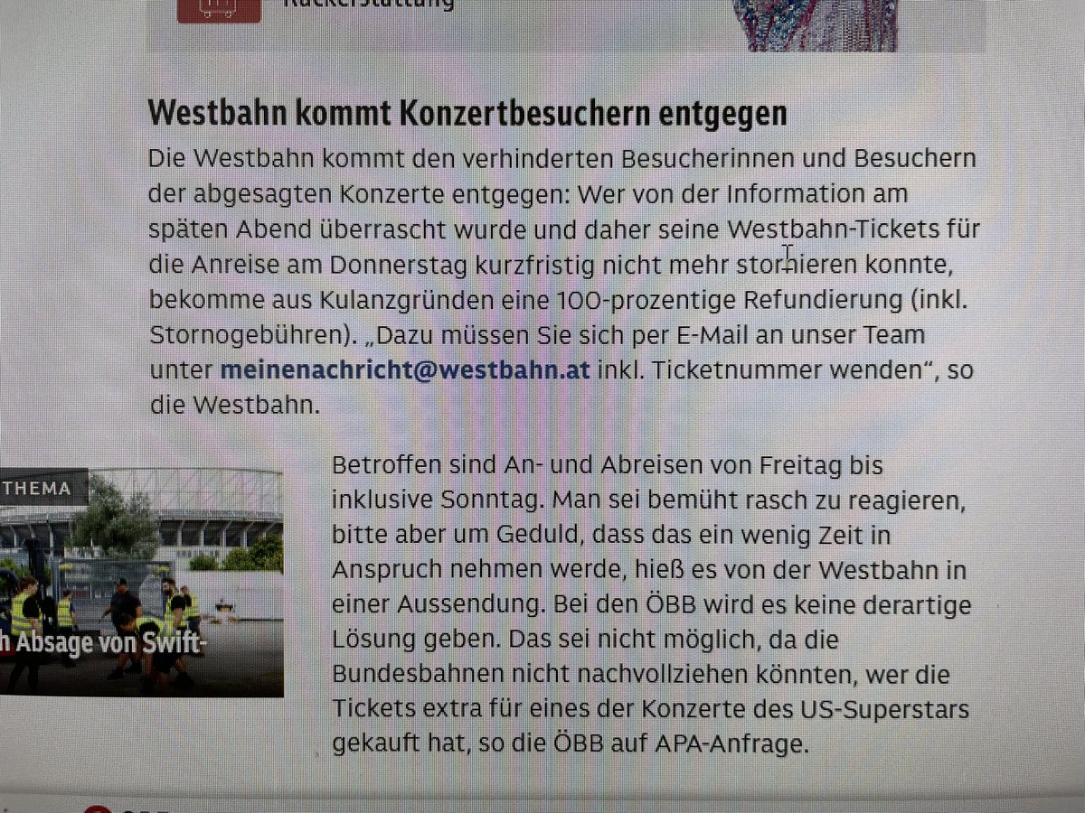 h_schm's tweet photo. @WESTbahn1 Super tolle Aktion!!! Ich bin zwar nicht betroffen, aber das nenn ich mal eine großartige Geste! Ihr seid wirklich super. Vielen Dank für euer Verständnis und Entgegenkommen in so einem traurigen Moment für so viele enttäuschte Fans  #swiftis #absagetaylorswiftwien https://t.co/YYXXpXJ5Tu
