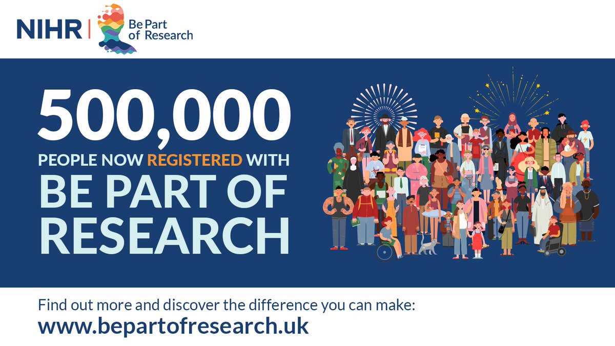 Our new #BePartOfResearch research matchmaking service makes it easy to find &amp; take part in suitable health &amp; care studies for you.

Join over half a million people across the UK ready to help improve care and treatments for all!

Get started 👉 volunteer.bepartofresearch.nihr.ac.uk/participants/i…