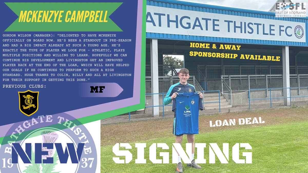 Confirmation for this one didnt quite land as quickly as we had hoped but the eagle eyed among you may have seen a new name on last night’s team sheet! 

We are delighted to announce the signing of <a href="/McKenzye2006/">McKenzye Campbell 🏴󠁧󠁢󠁳󠁣󠁴󠁿</a> on loan from <a href="/LiviFCOfficial/">Livingston Football Club</a> 

#newsigning #MonTheJags