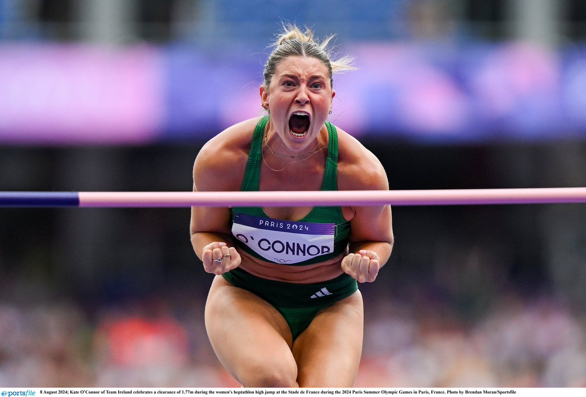 🎽 | ATHLETICS 

Kate O’Connor produces an excellent season’s best clearance of 1.77m in the High Jump to move up to 19th overall in the Heptathlon 🙌

Shot Put and 200m to come this evening!

#TeamIreland | #Paris2024