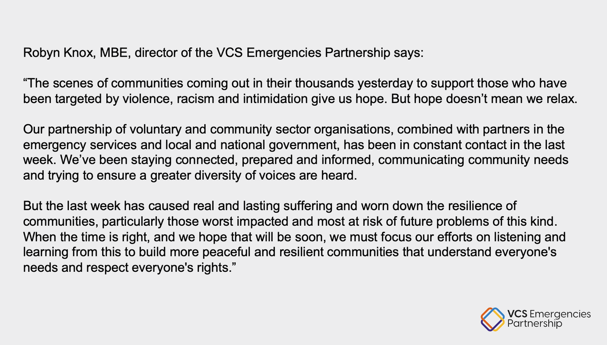 Many of us are relieved today, but we mustn't relax. Here's a statement from our Director, <a href="/Robynsmithuk/">Robyn Knox (Smith)</a> MBE and if you'd like to join our partnership, here's how...vcsep.org.uk/how-to-join #HopeNotHate #ResilienceMatters