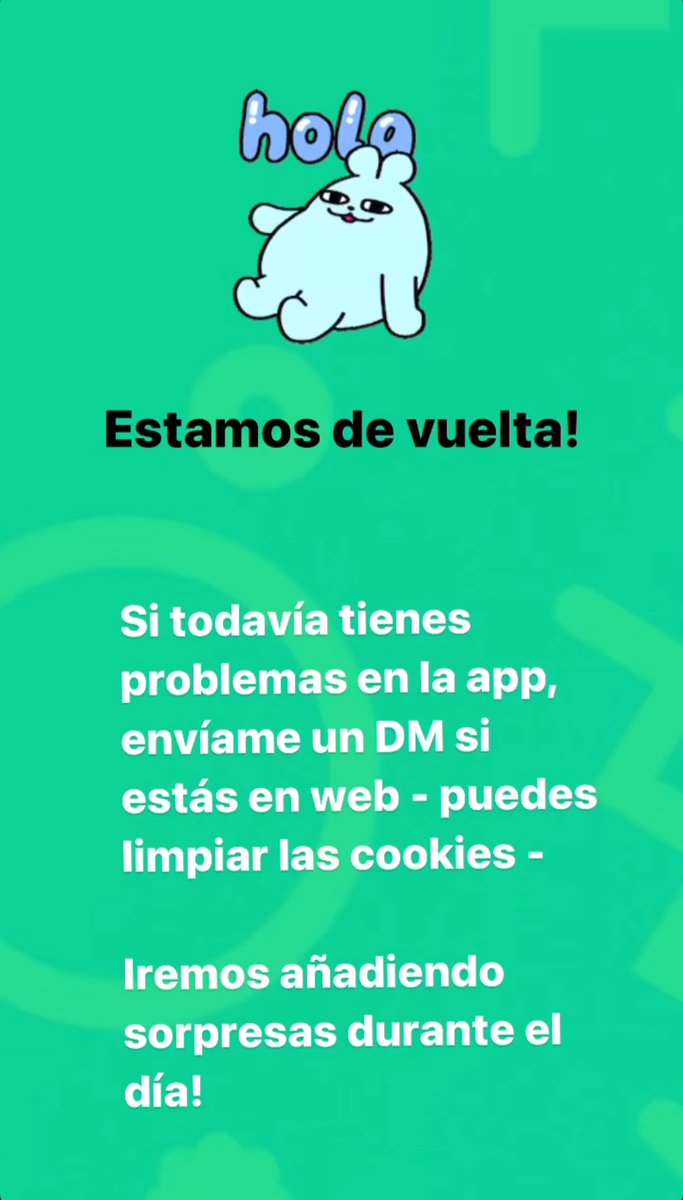 ¡Hemos Vuelto! 🎆 Gracias por tu larga paciencia, si aún presentas problemas con tu ingreso a través de la app, puedes escribir un DM en el instagram de YouNowEnEspañol. 💚💪🏼