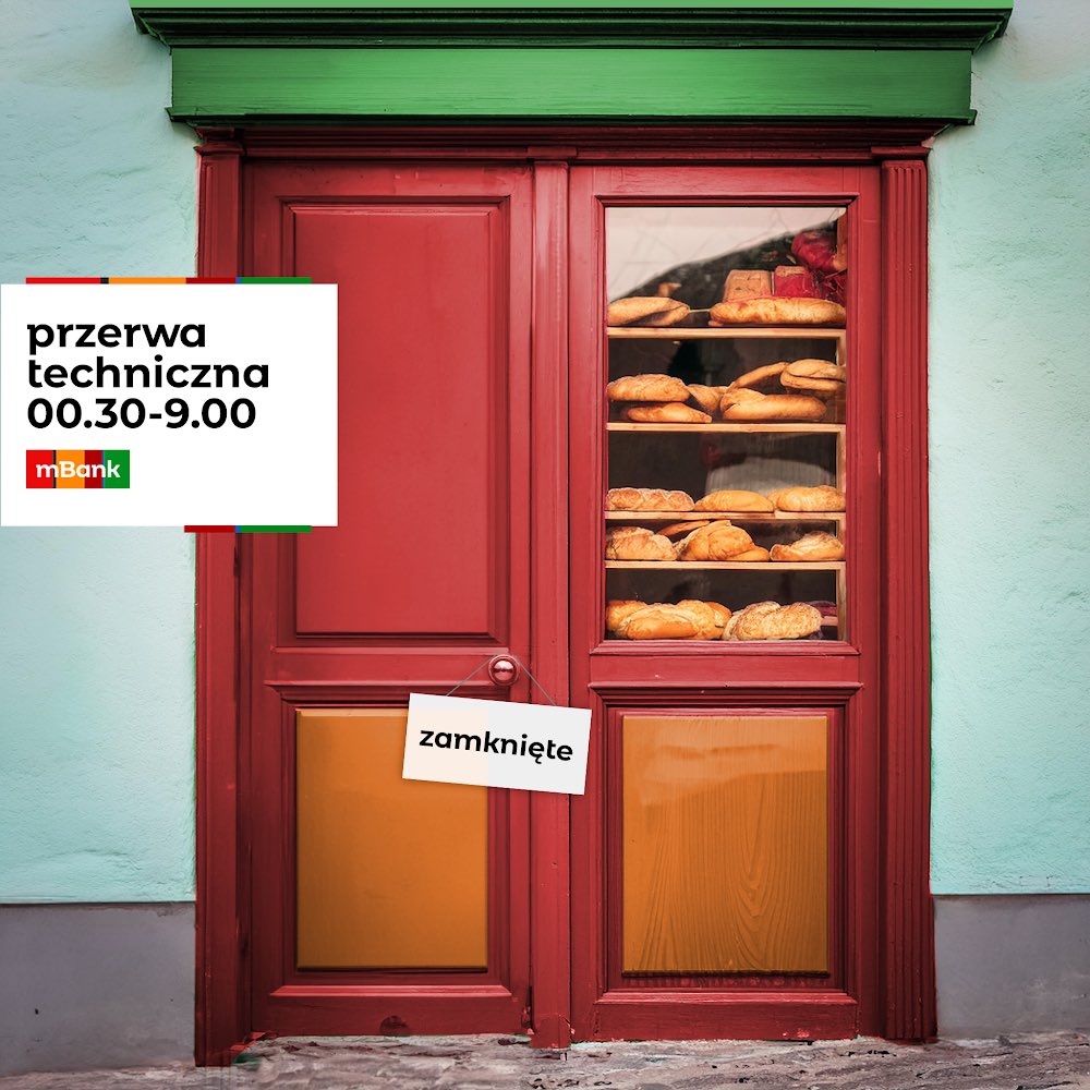 mBankpl's tweet image. W nocy z 10 na 11 sierpnia planujemy prace techniczne. 
Sprawdź, które usługi nie będą dostępne w jakich godzinach: mbank.pl/informacje-dla…
W czasie przerwy karty będą działać stacjonarnie i w bankomatach.
Dziękujemy za wyrozumiałość.