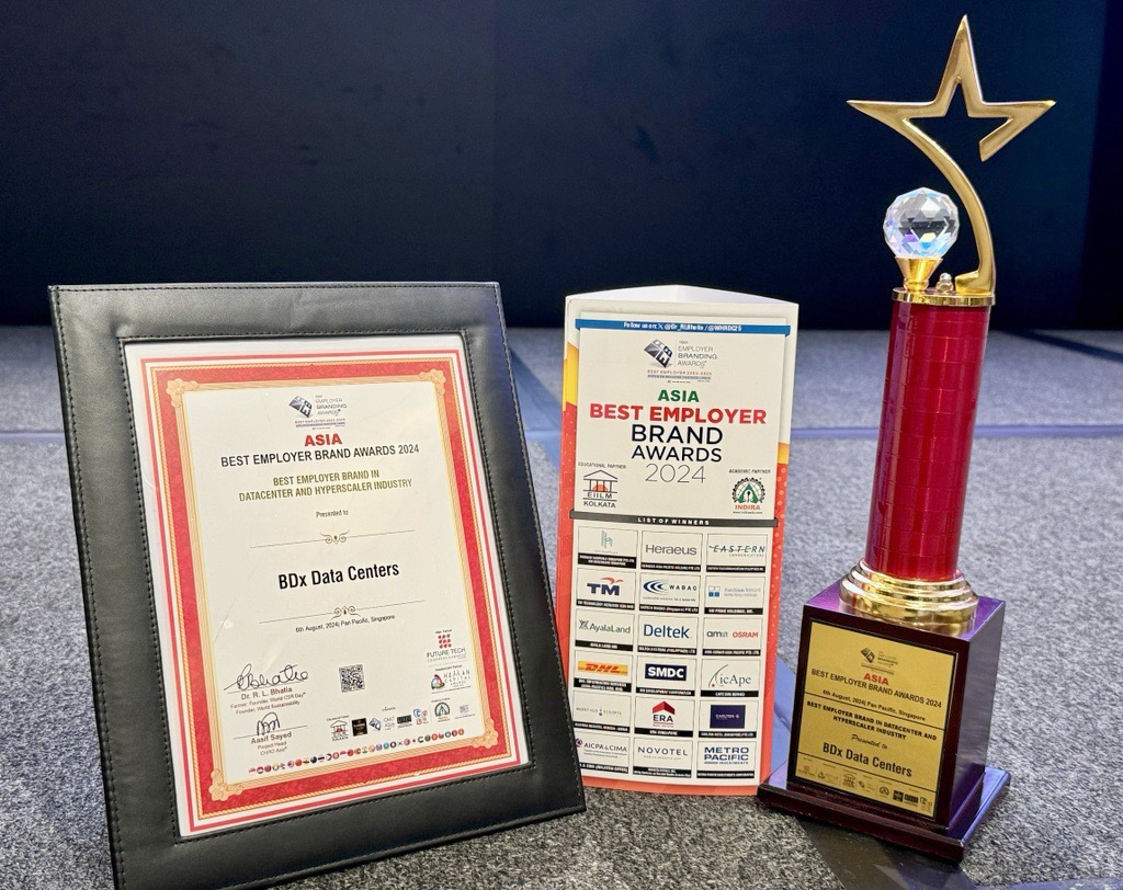 bdxworld's tweet photo. We are thrilled to announce that BDx Data Centers has been honored with the “Best Employer Brand in Datacenter and Hyperscaler Industry” award at the Asia Best Employer Brand Awards 2024, held on August 6th, 2024, at Pan Pacific Singapore!

Kudos to our team.
 
#BDxDataCenters https://t.co/ozsRPGasHt