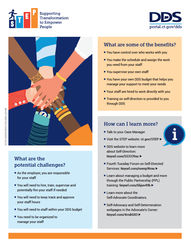 arc_ct's tweet image. Self Direction - One of the 7 core supports offered by DDS which allows you to become the employer of the people you choose to hire to provide your supports. To learn more visit portal.ct.gov/dds/searchable…
portal.ct.gov/dds/step?langu…
#Coresupport #SelfDirection #DDS