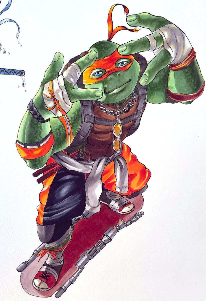 Q_tamap's tweet photo. 実写版タートルズ マイキー🐢
 #TeenageMutantNinjaTurtles 
 #アナログイラスト  #ART祭 https://t.co/6vzXHwYY4e