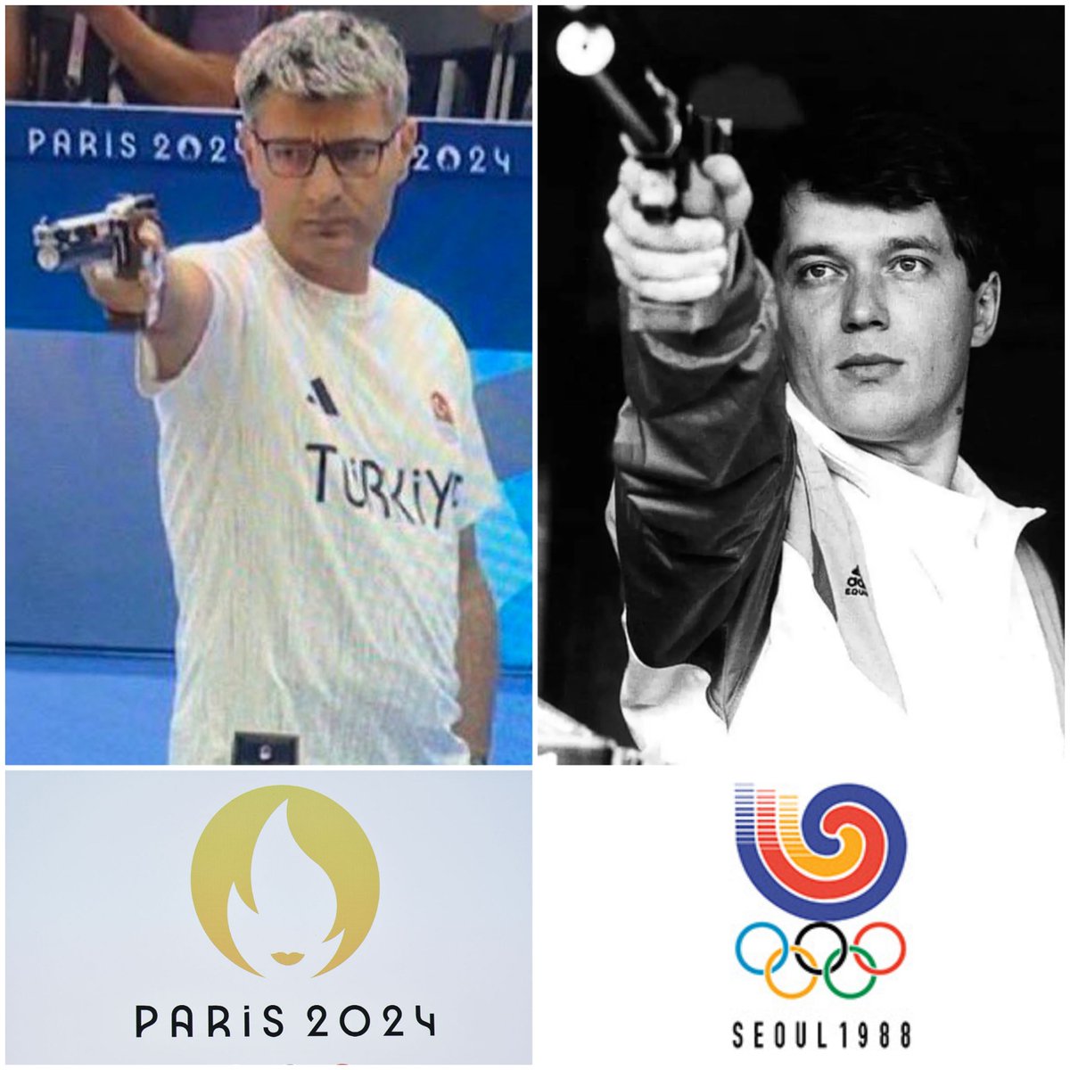 COOL how #SportsHistory repeats itself.
SORIN BABII (ROU 🇹🇩): GOLD medal at #Seoul1988 #Olympics 
YUSUF DIKEÇ (TUR 🇹🇷): SILVER medal at <a href="/Paris2024/">Paris 2024</a> 
<a href="/yusufdikec/">Yusuf Dikec</a> 
#shooting