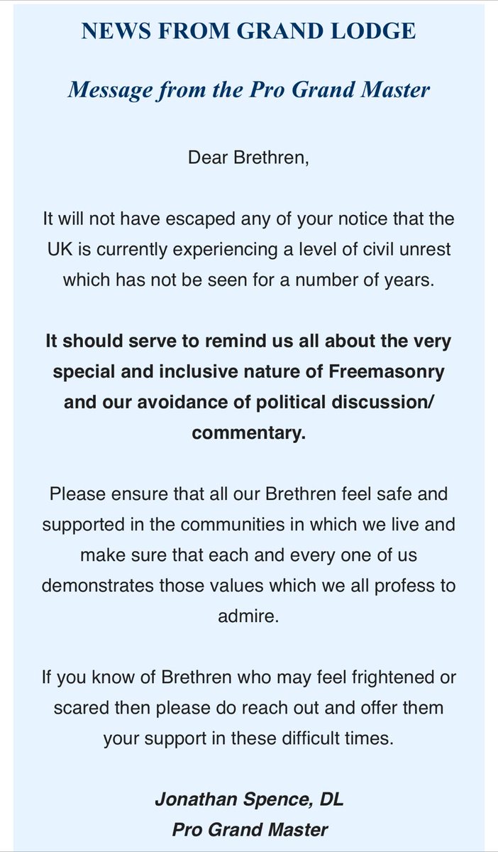 <a href="/StJamess448/">St James's Lodge</a> message from the Pro Grand Master