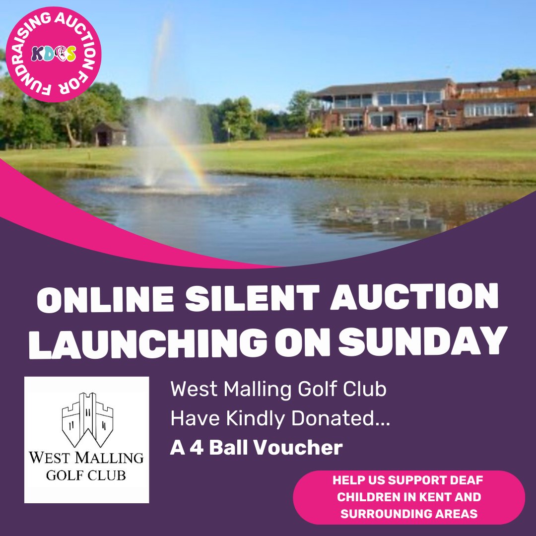 We have some fantastic items lined up for our upcoming silent auction, including A 4 ball voucher generously donated by West Malling Golf Club!

#KDCSSilentAuction #SupportDeafChildren #CharityAuction #westmallinggolfclub