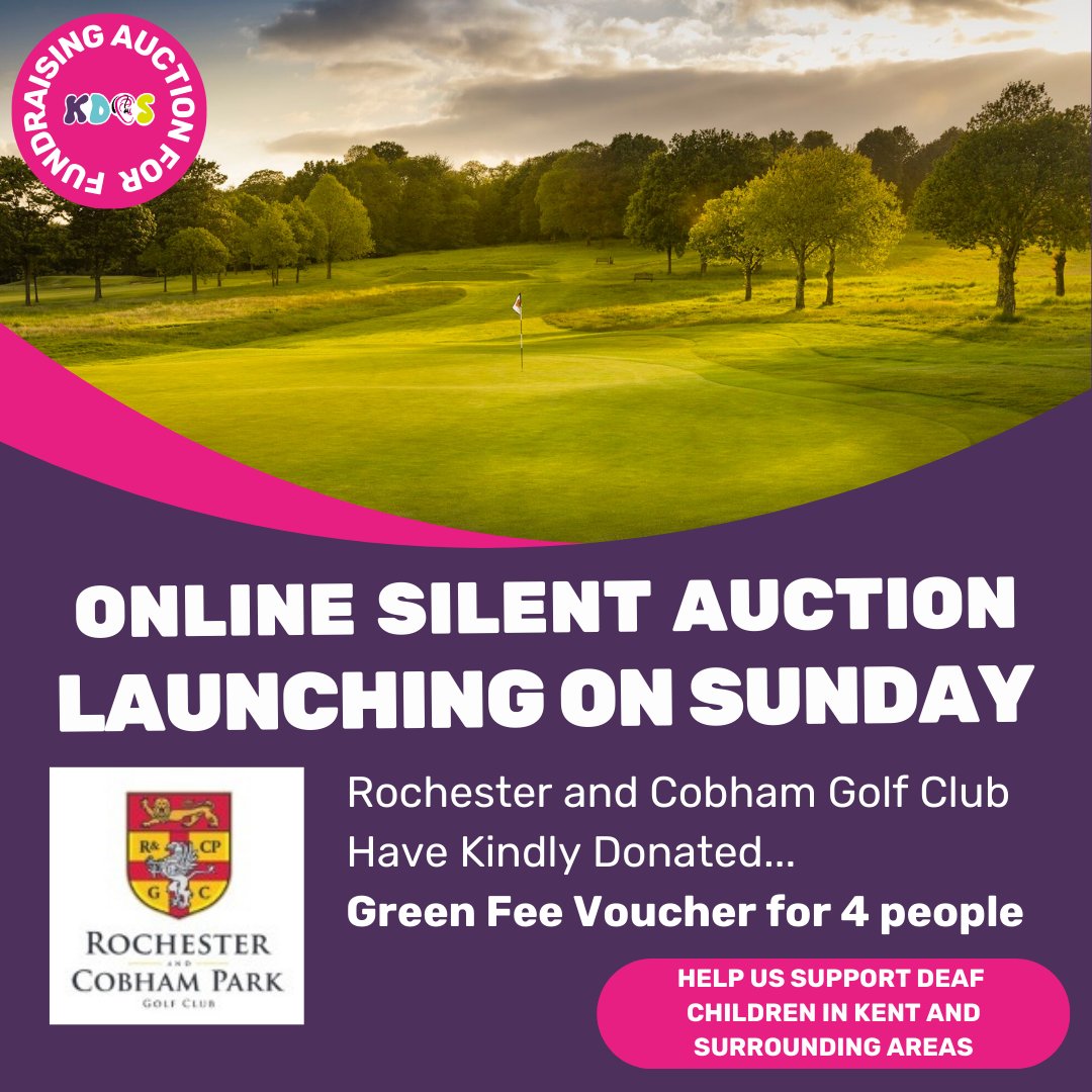 We have some fantastic items lined up for our
upcoming silent auction, including a Green Fee
Voucher for 4 people generously donated by Rochester
and Cobham Golf Club!

#KDCSSilentAuction #SupportDeafChildren
#CharityAuction #rochesterandcobhamgolfclub